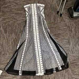 BCBGMaxAzria Strapless Black and White Patterned Dress